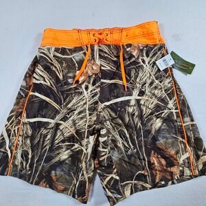 Team Realtree Swim Trunks Mens XL Brown Orange Camo Board Shorts NWT